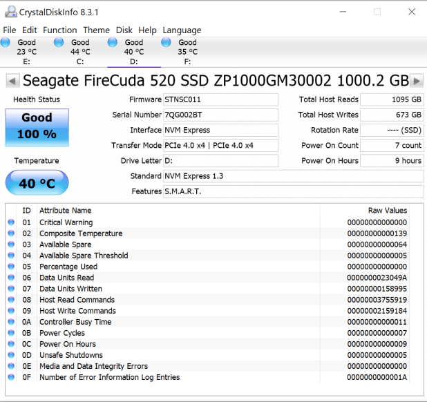 Đánh giá SSD Seagate FireCuda 520 NVMe PCie 4.0 x 4  (1TB)